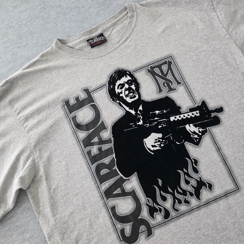 Scarface Clothing Co Tony Montana Graphic T-Shirt Men 3XL Gray Movie USA Made